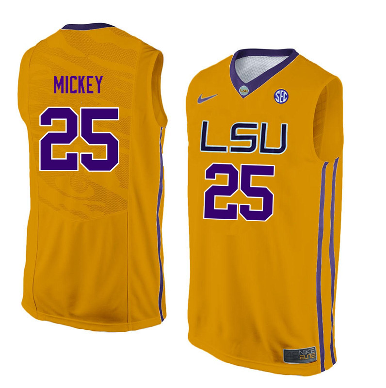 Men LSU Tigers #25 Jordan Mickey College Basketball Jerseys-Gold